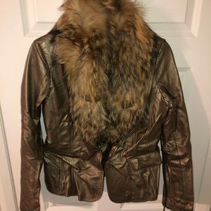 Super cute mini leather & fur jacket!